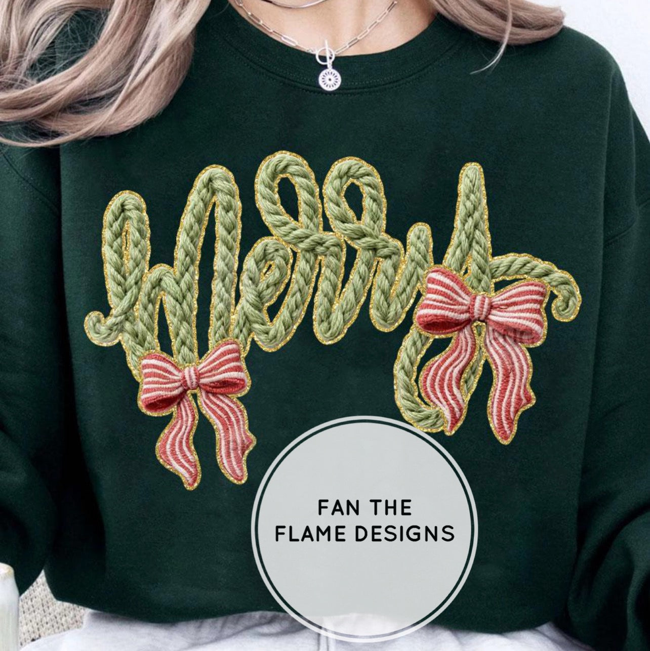 Faux Yarn Merry with bows Short/Long/Sweatshirt