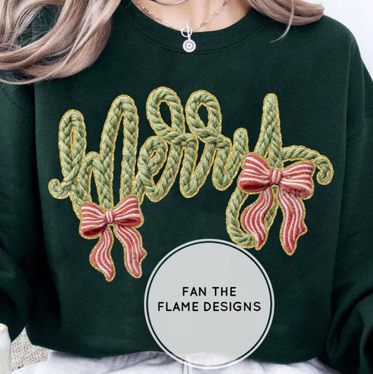 Faux Yarn Merry with bows Short/Long/Sweatshirt