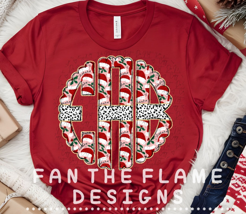Santa Hat Monograms tee/sweatshirt