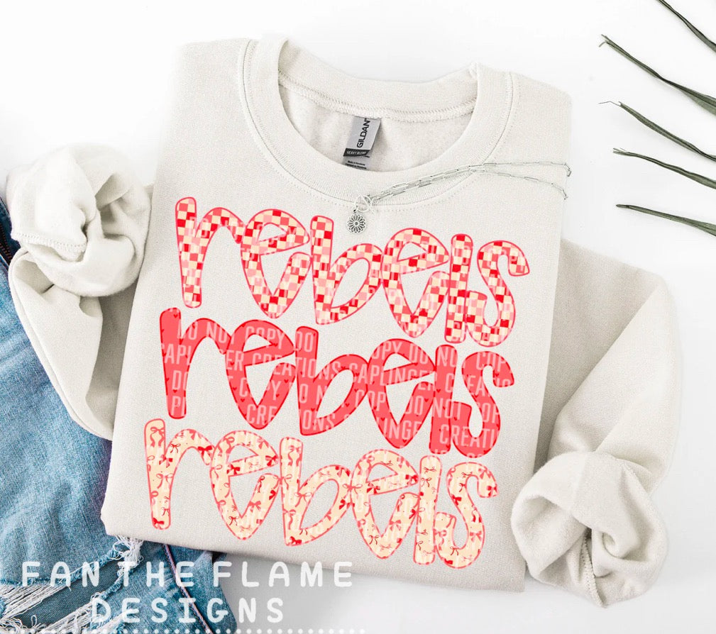 Valentine's Triple Stacked Teams tee/sweatshirt