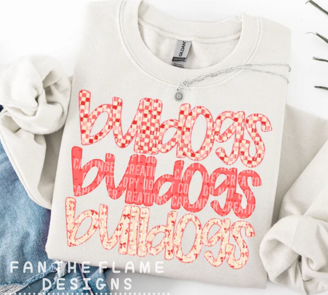 Valentine's Triple Stacked Teams tee/sweatshirt