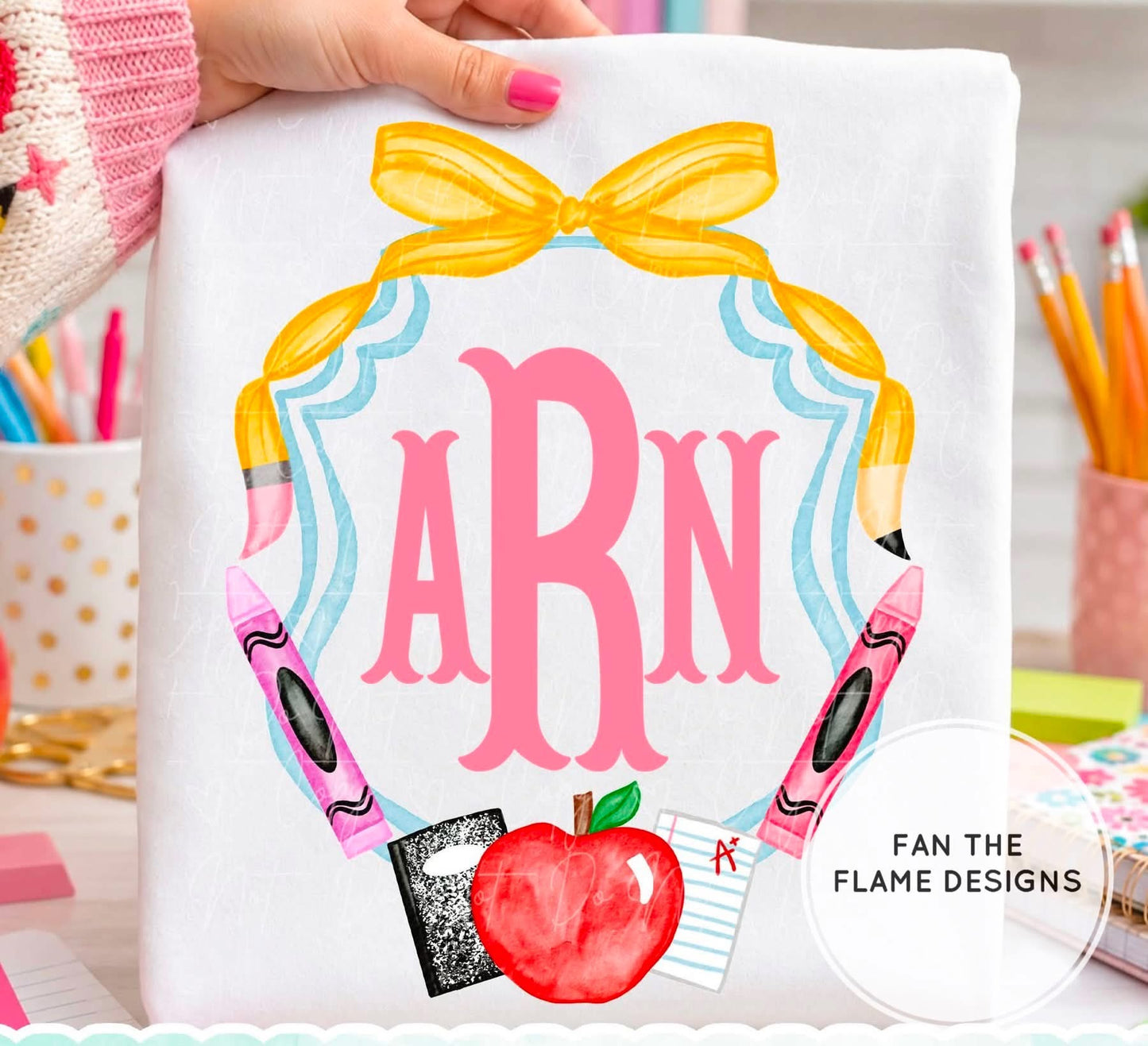 Girls School Crest with Pencil Bow