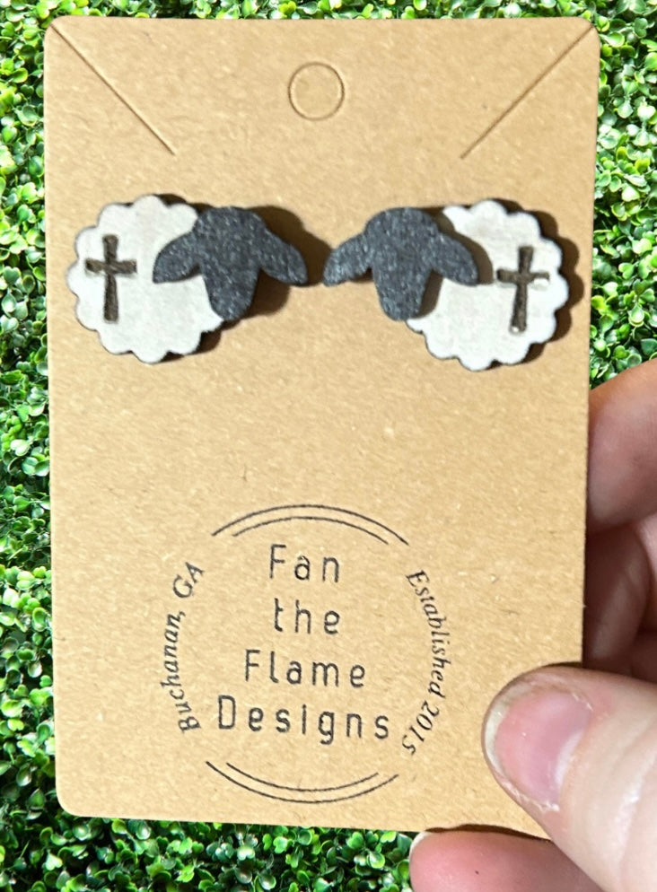 The Lord is my Shepherd Handmade Wooden Earrings