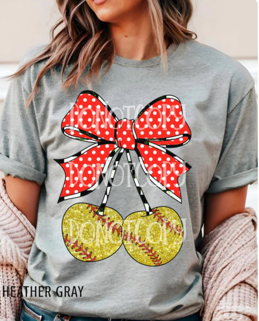 Sports Cherries checker bow Tee/Sweatshirt