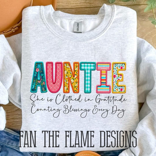 She is Clothed - patterned faux embroidery tee/sweatshirt