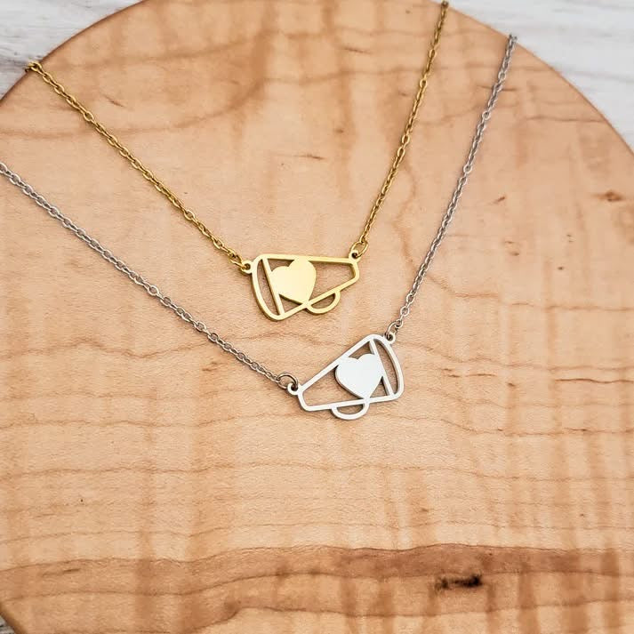 Cheer Megaphone Engraved Necklace