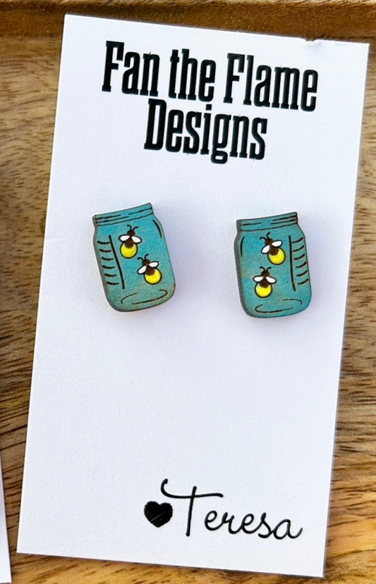 Lightning Bug Wooden Earrings