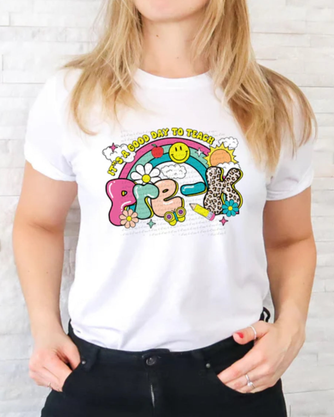 It’s a great day to teach retro rainbow tee/sweatshirt