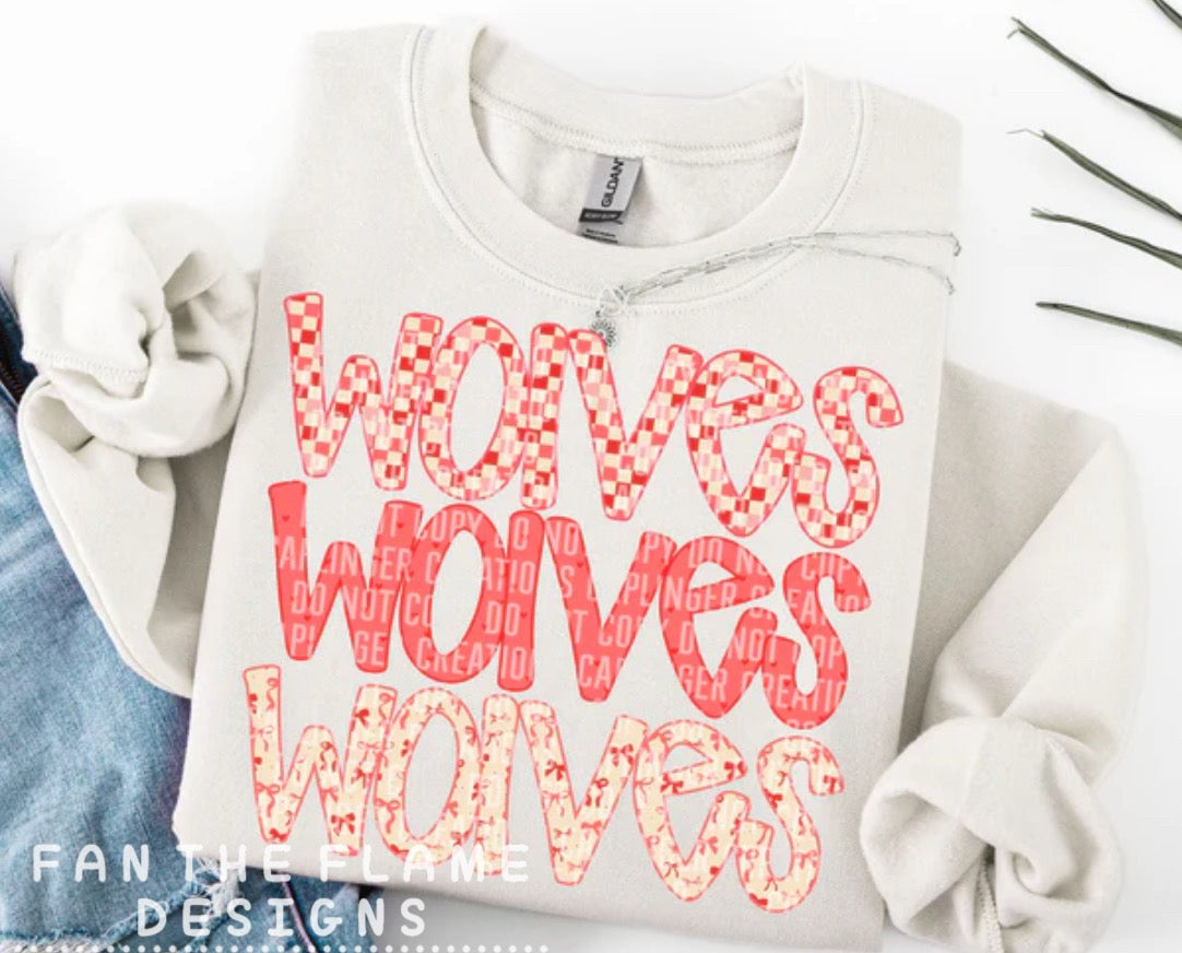 Valentine's Triple Stacked Teams tee/sweatshirt