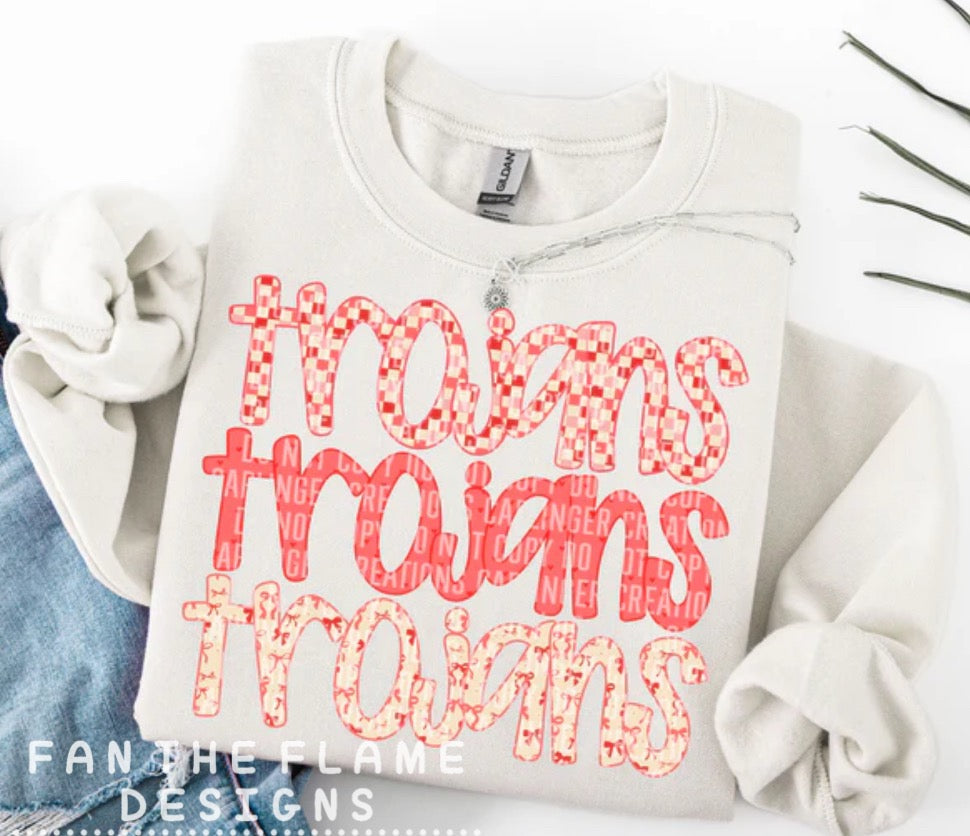 Valentine's Triple Stacked Teams tee/sweatshirt