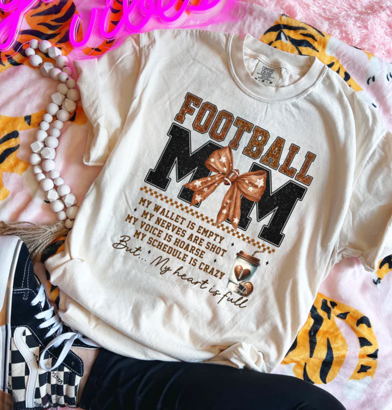 Football Mom My Wallet is Empty Faux Glitter Tee/Sweatshirt