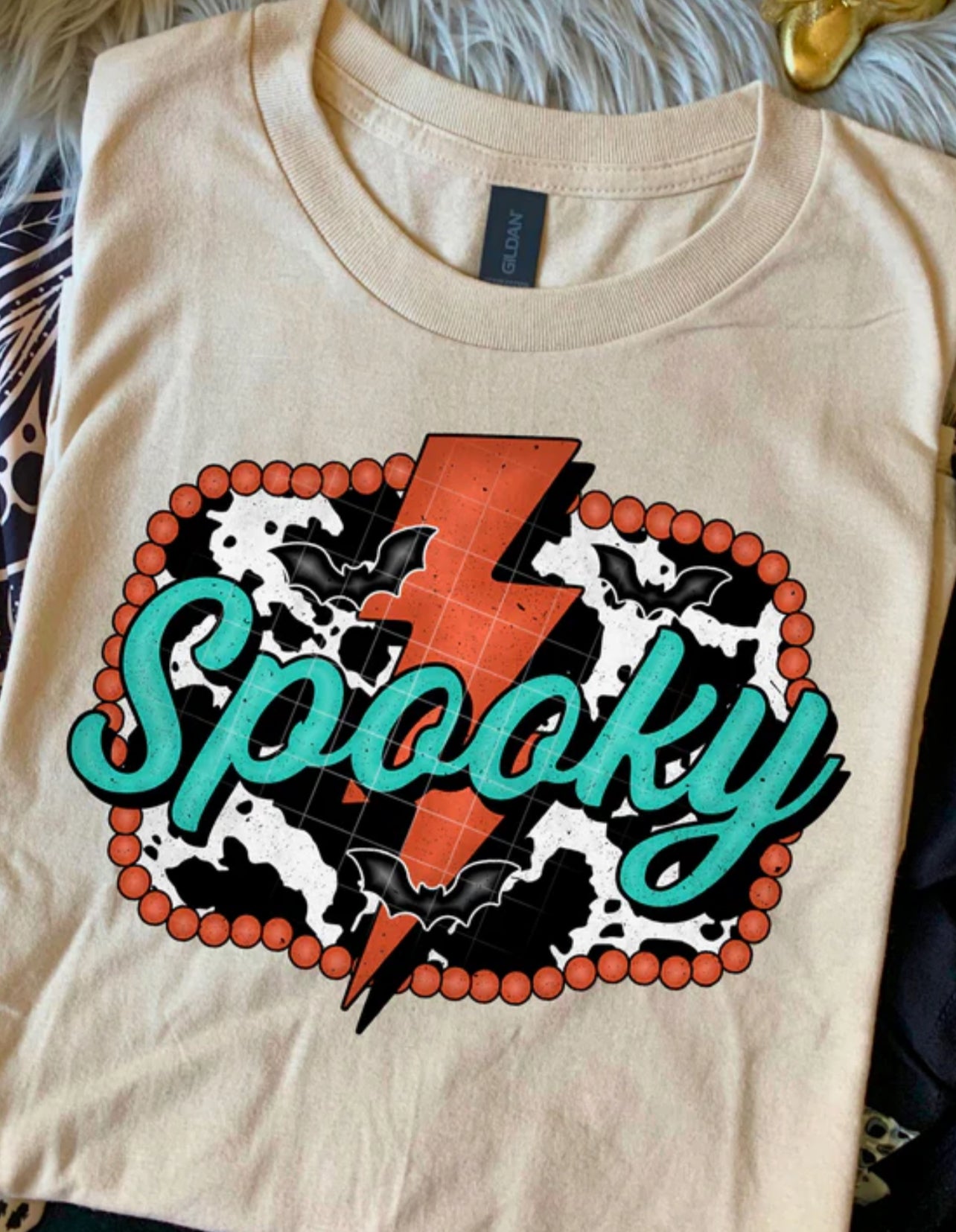 Spooky with lightning bolt and cow print Tee/Sweatshirt