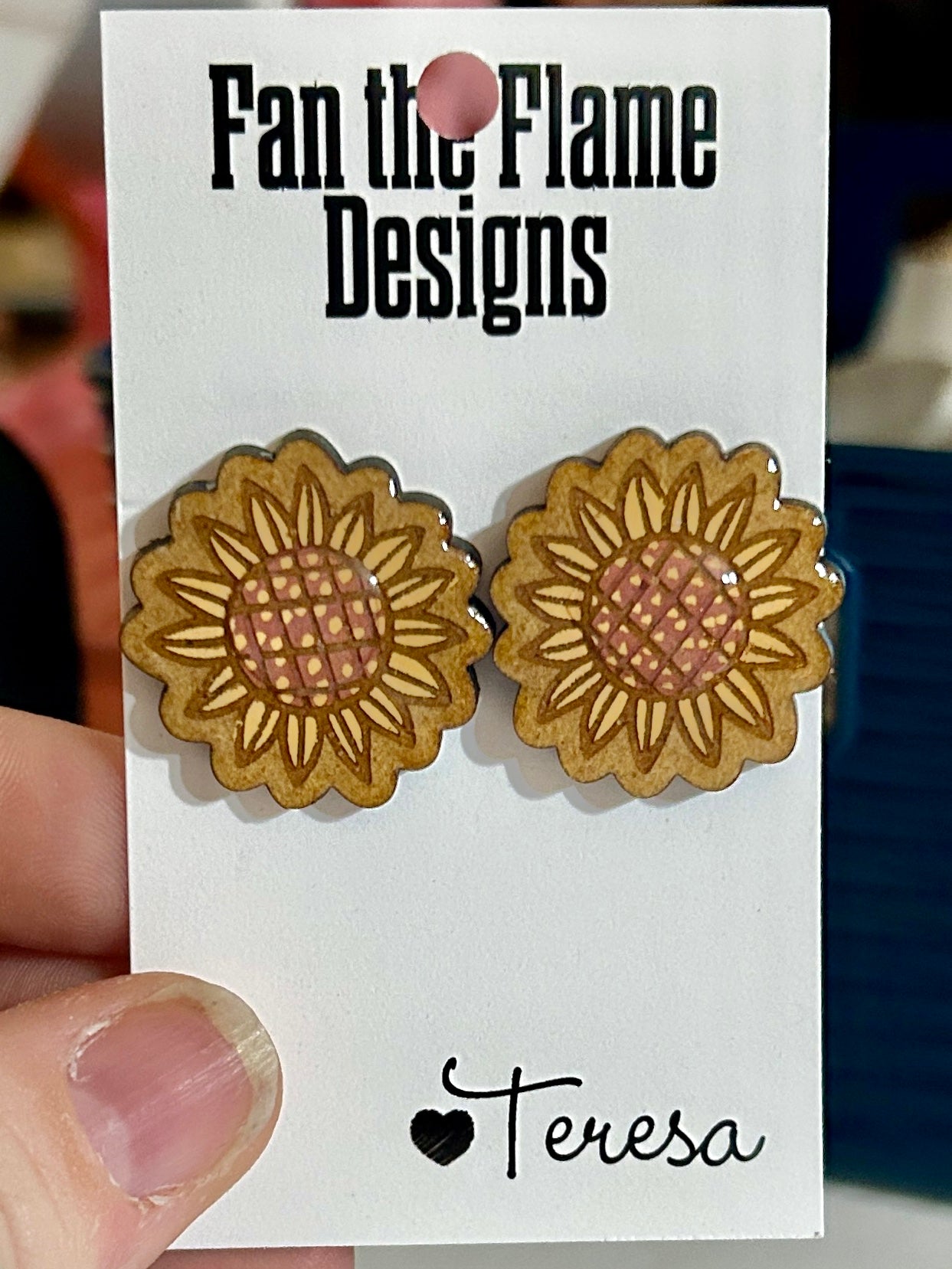 Large Sunflower Handmade Stud Earrings