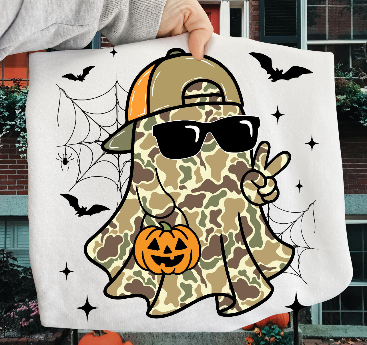 Spooky Halloween Camo Ghost Tee/Sweatshirt