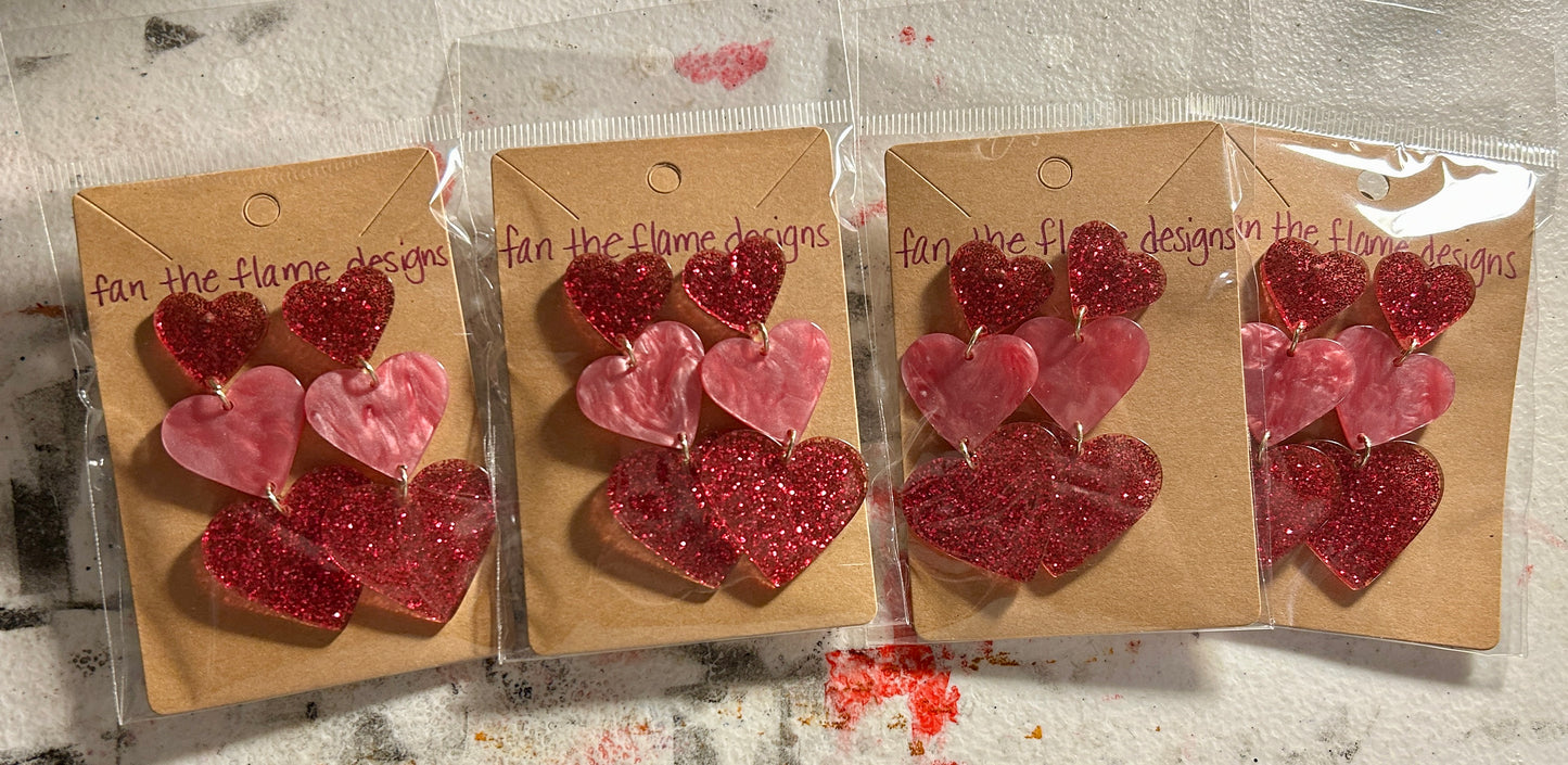 Acrylic Heart Dangle Earrings