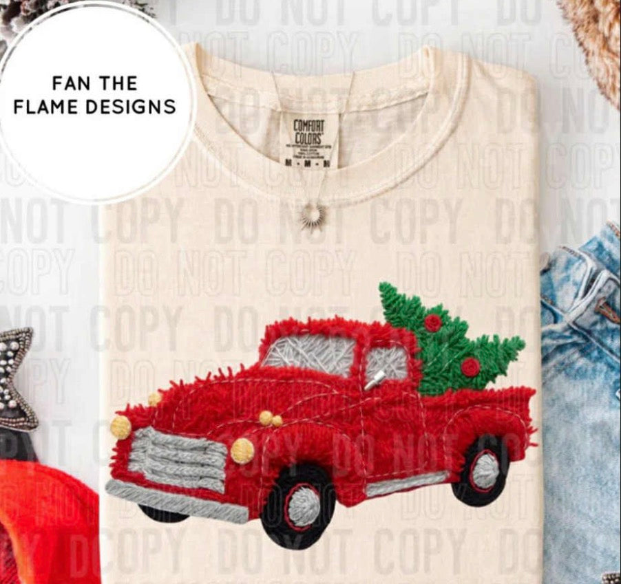 Red Truck realistic yarn Tee/Sweatshirt