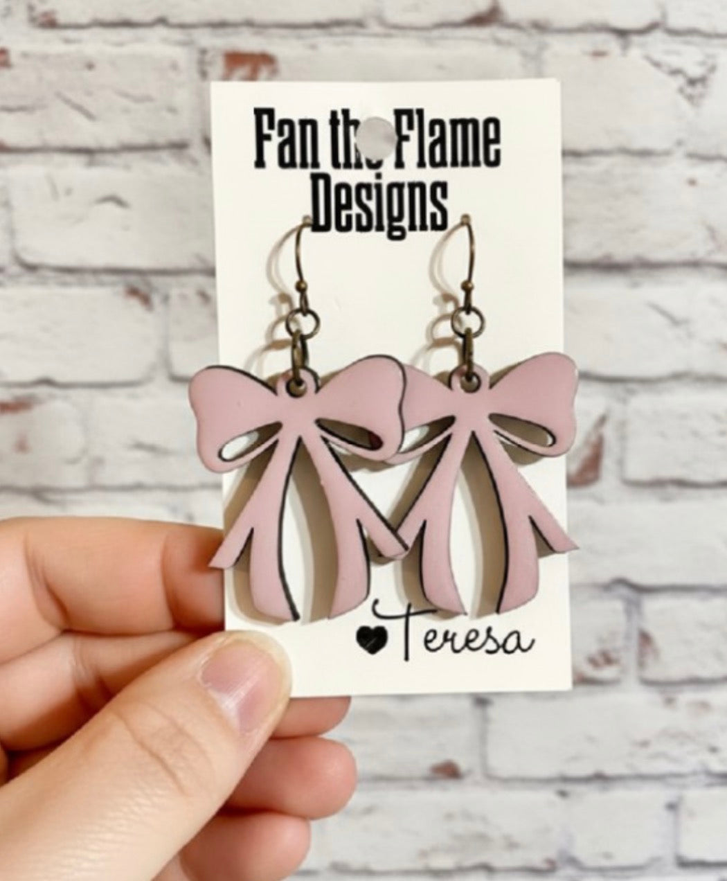 Baby Pink Bow Dangle Earrings