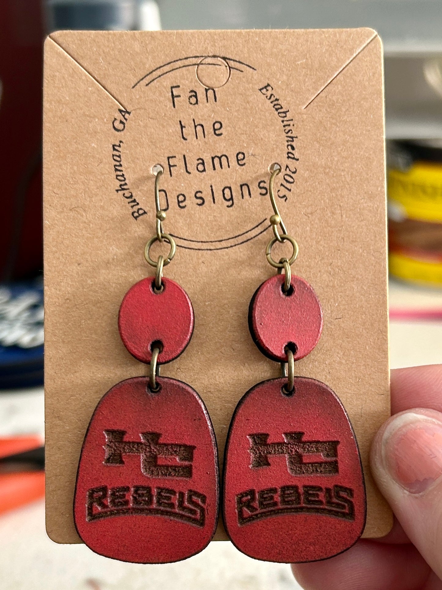 HC Rebels Handmade Wooden Dangle Earrings