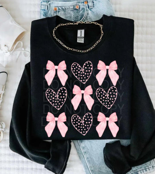 Pink bow and heart collage tee/sweatshirt