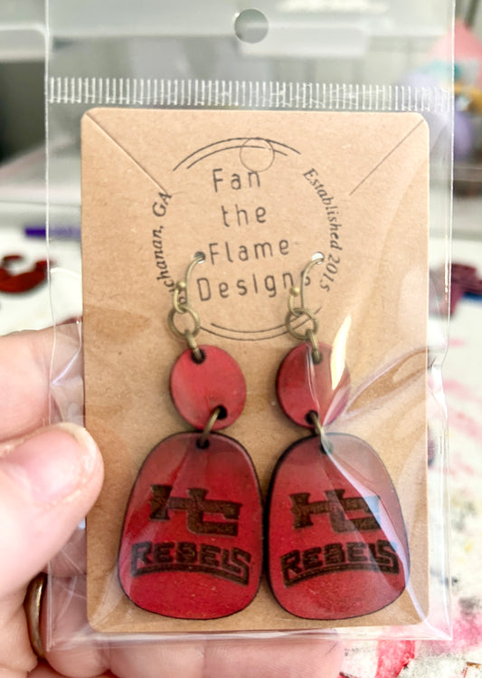 HC Rebels Handmade Wooden Dangle Earrings