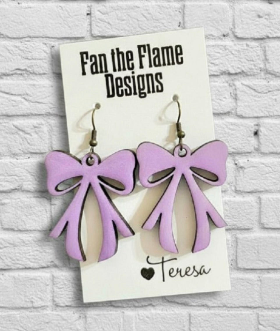 Purple Bow Dangle Earrings