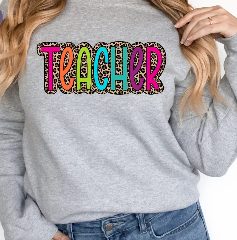 Teacher Colorful Leopard tee/sweatshirt