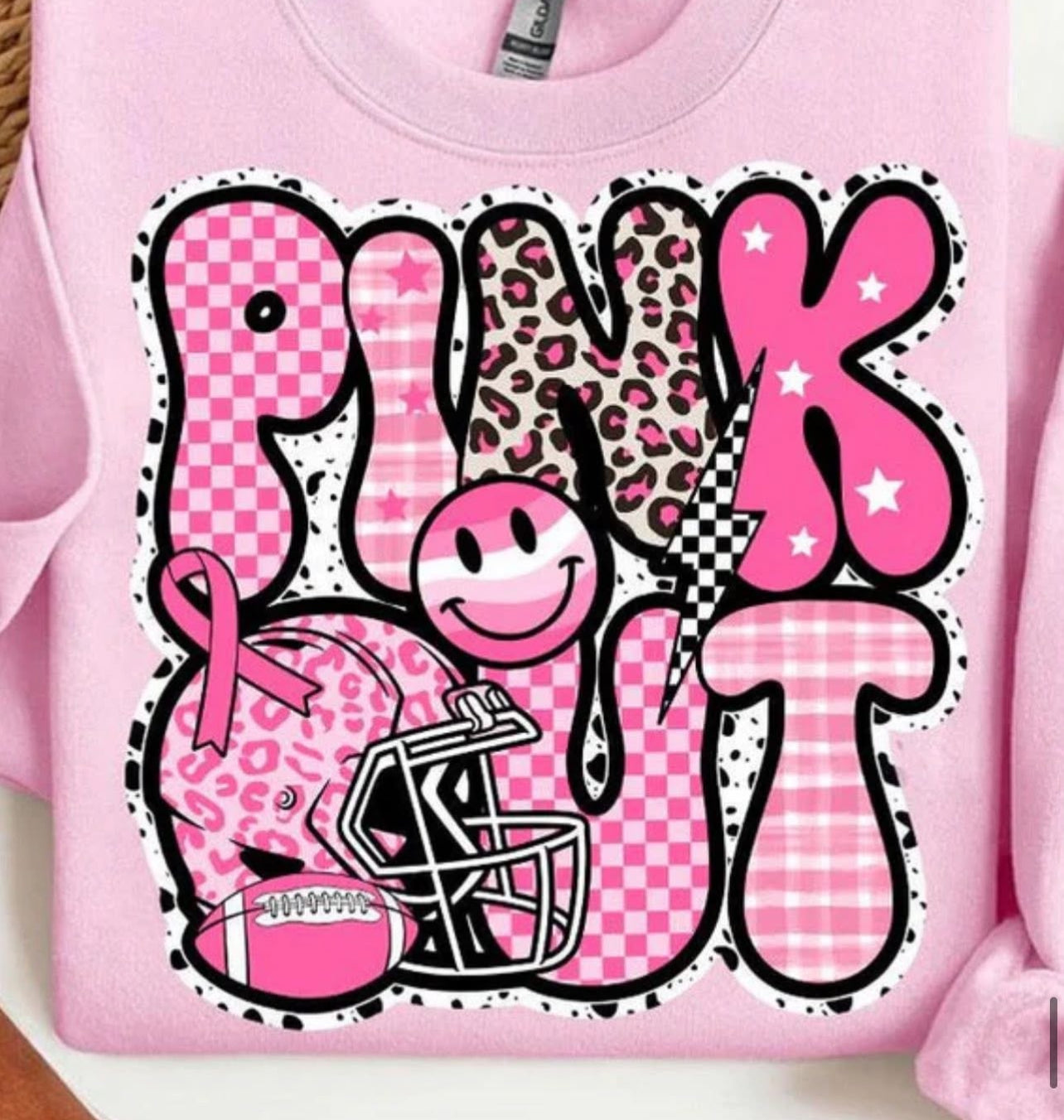 Pink out leopard smiley helmet Tee/Sweatshirt
