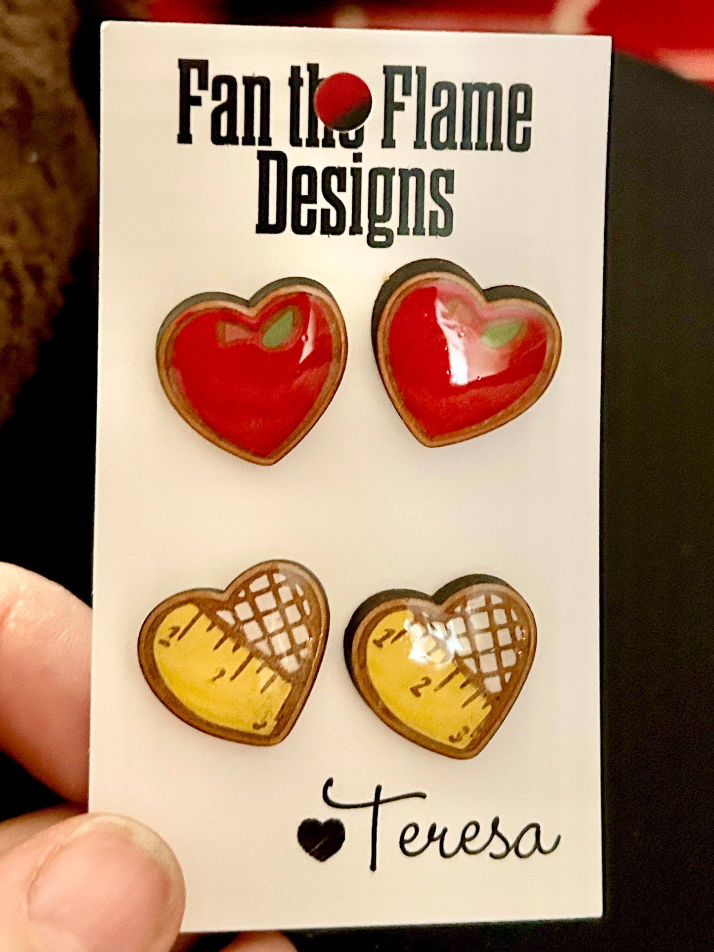Apple & Ruler Handmade Stud Earrings