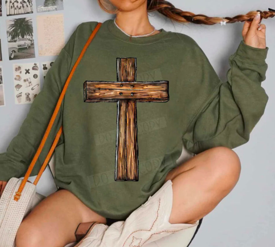 Wooden cross tee/sweatshirt