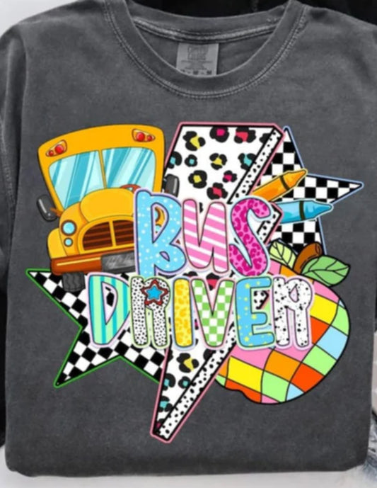 Bus Driver Lightning Bolt Collage Tee/Sweatshirt