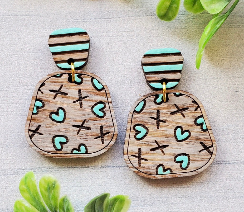 X 💜 X 💜 Wooden Dangle Earrings