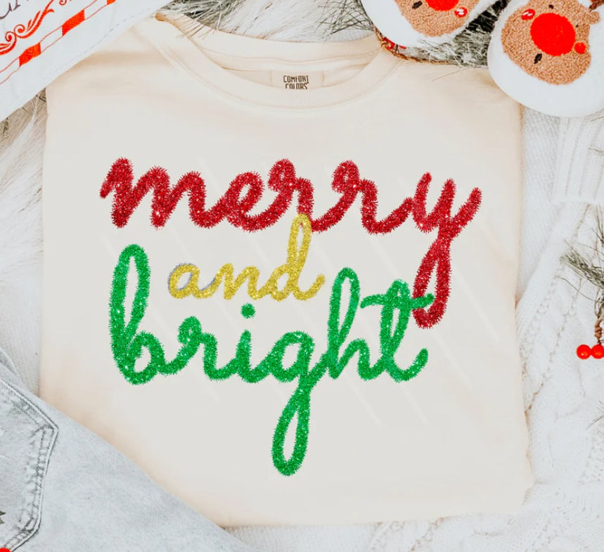 Merry and Bright tinsel Tee/Sweatshirt