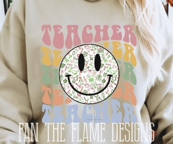 Stacked Teacher Smiley tee/sweatshirt