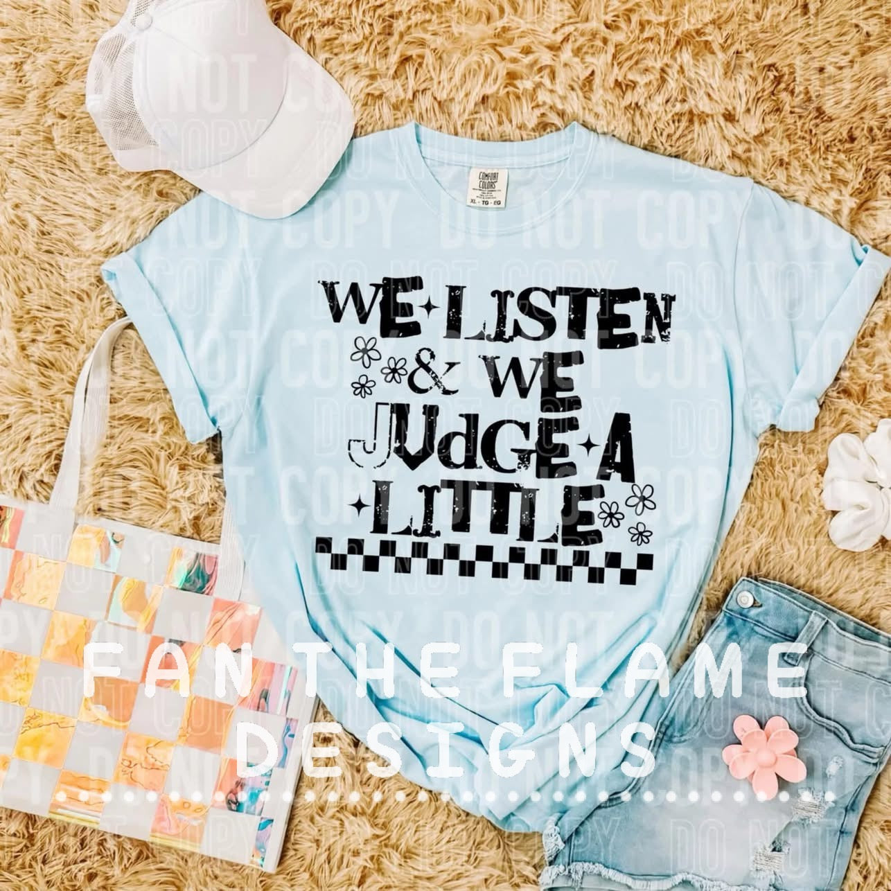 We listen & we judge a little tee/tank