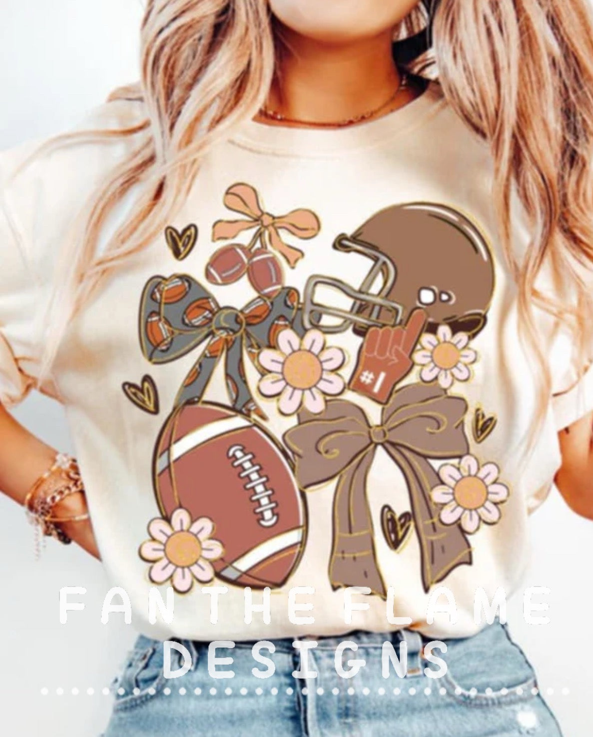 Football collage ball bows helmet Tee/Sweatshirt