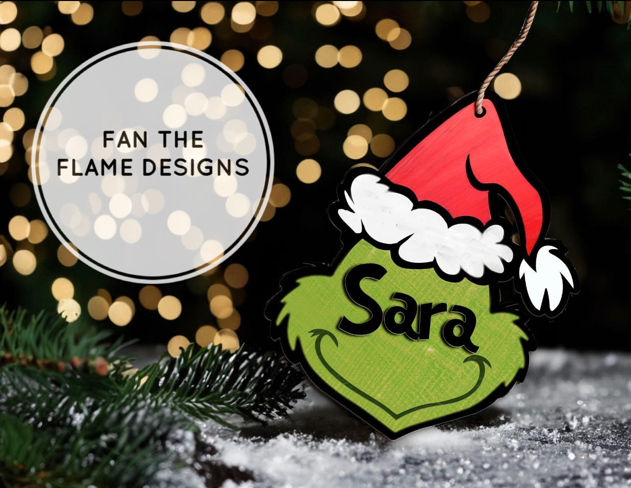 Mischievous personalized wooden ornament