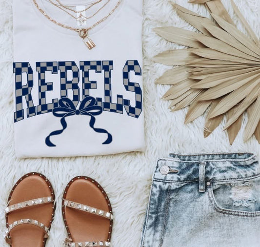 Colored checkered Rebels with bow Tee/Sweatshirt