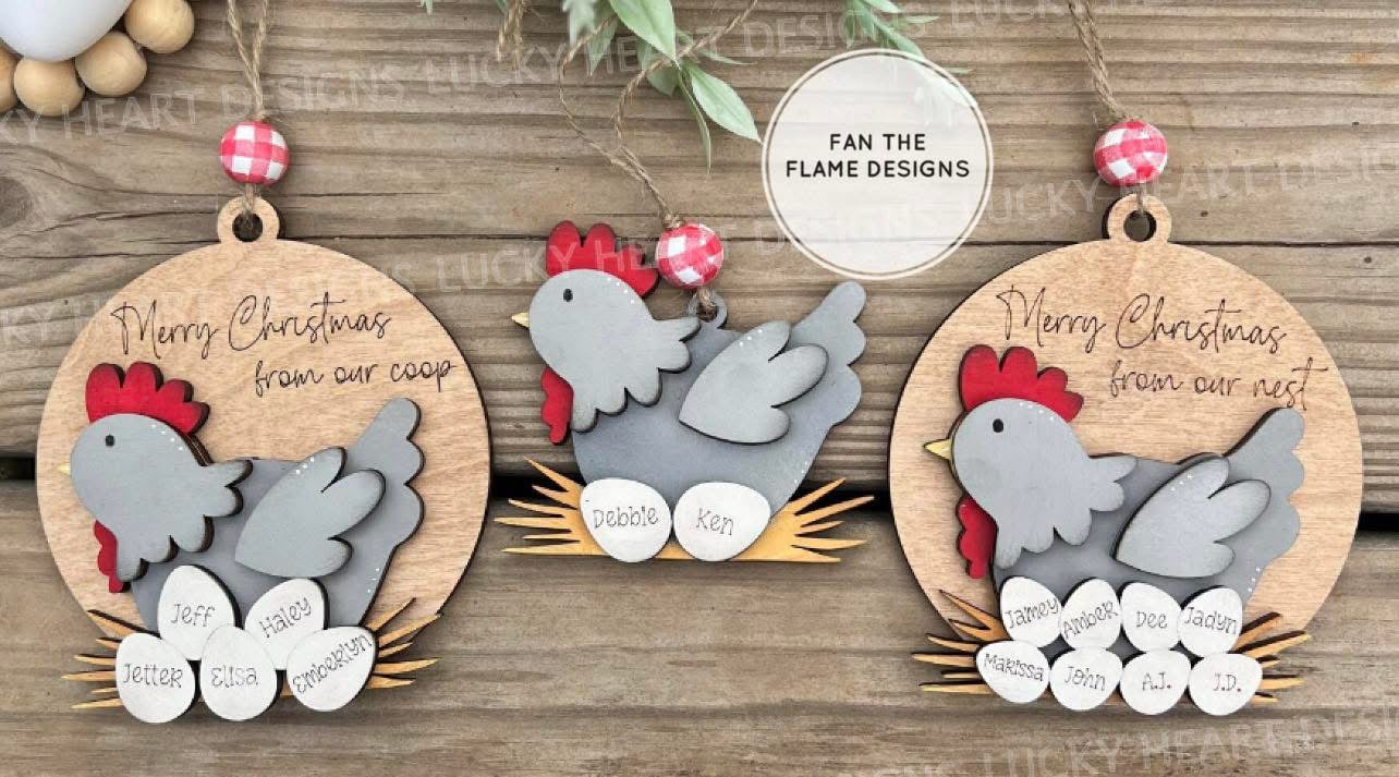 Chicken Coop/Nest Family Christmas Ornament