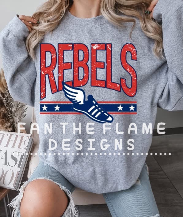 Rebels distressed varsity track & field Tee/Sweatshirt