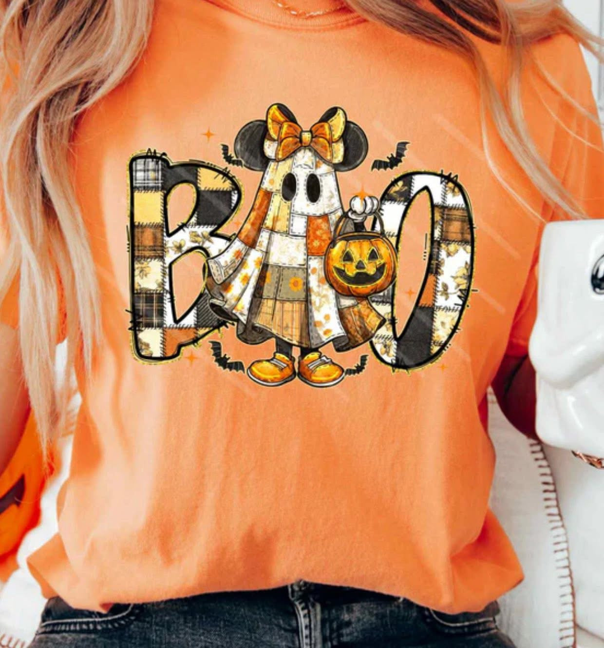Boo Minnie Bow patchwork Tee/Sweatshirt