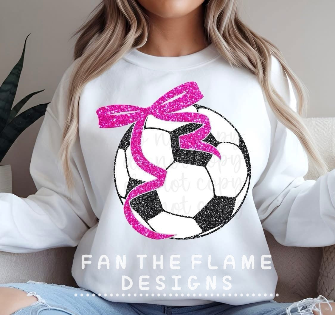 Faux Glitter Ball With Bow tee/sweatshirt