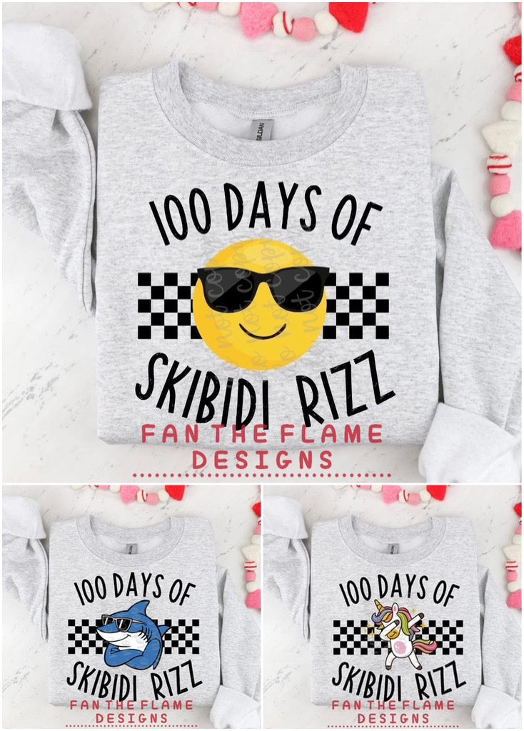 100 Days of Skibidi Rizz tee/sweatshirt