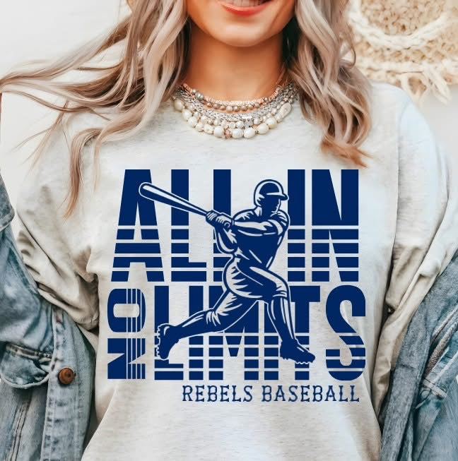 All in Rebels Baseball tee/sweatshirt