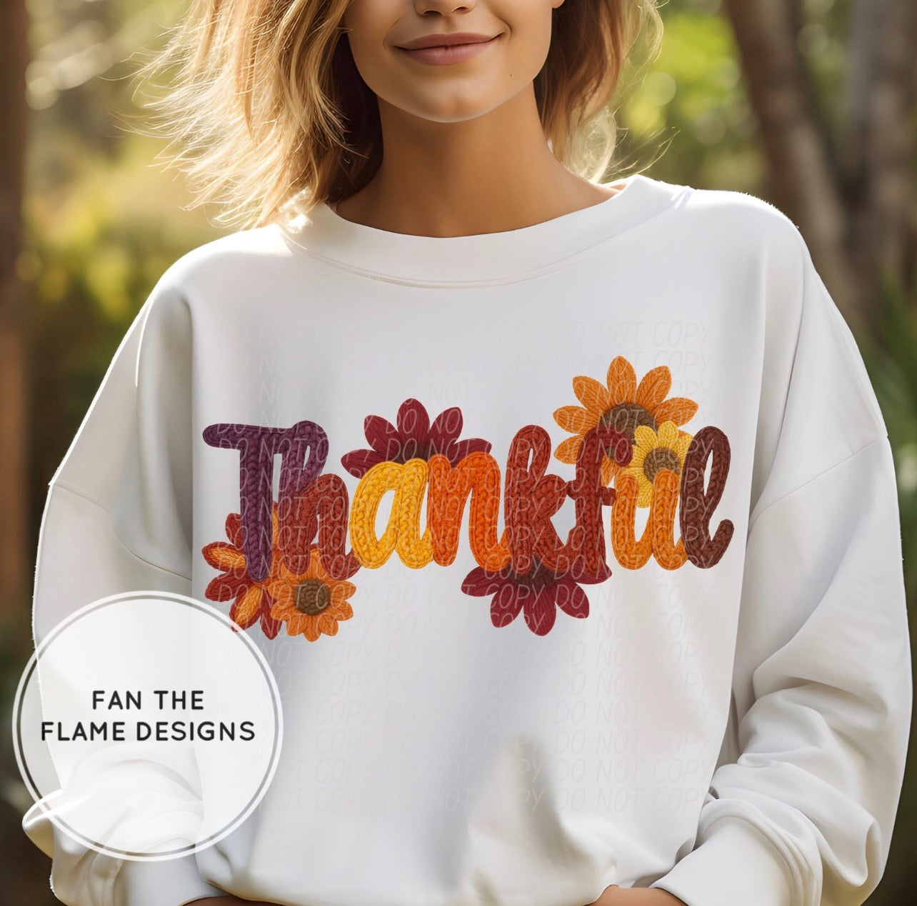 Faux Crochet Thankful Short/Long/Sweatshirt