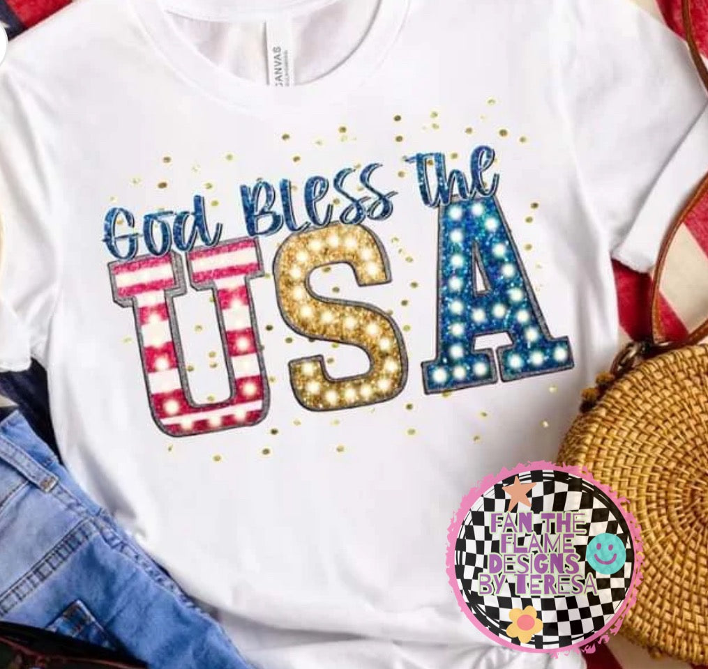God bless the USA marquee tee/tank