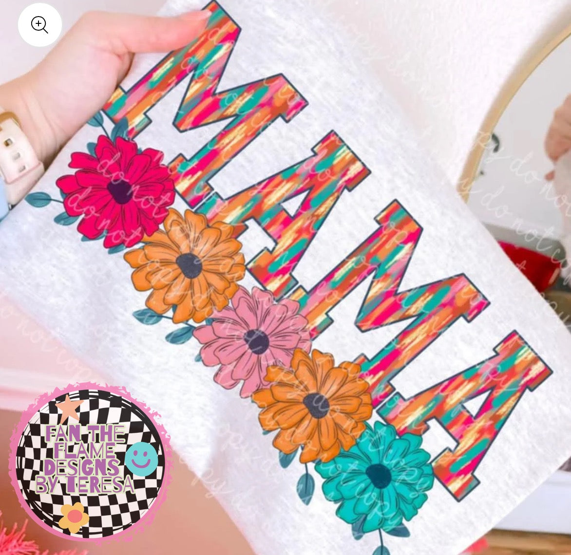 Mama brushstrokes with flowers tee/tank