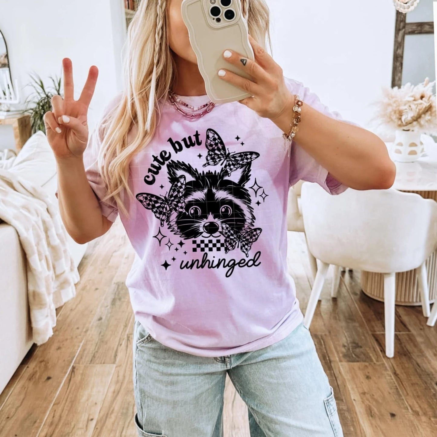 Cute but unhinged raccoon tee/tank