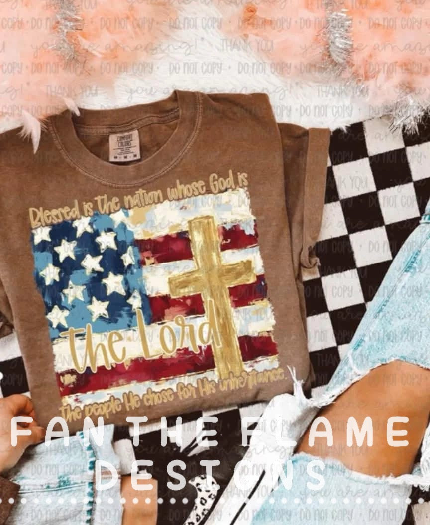 Blessed is the nation tee/tank