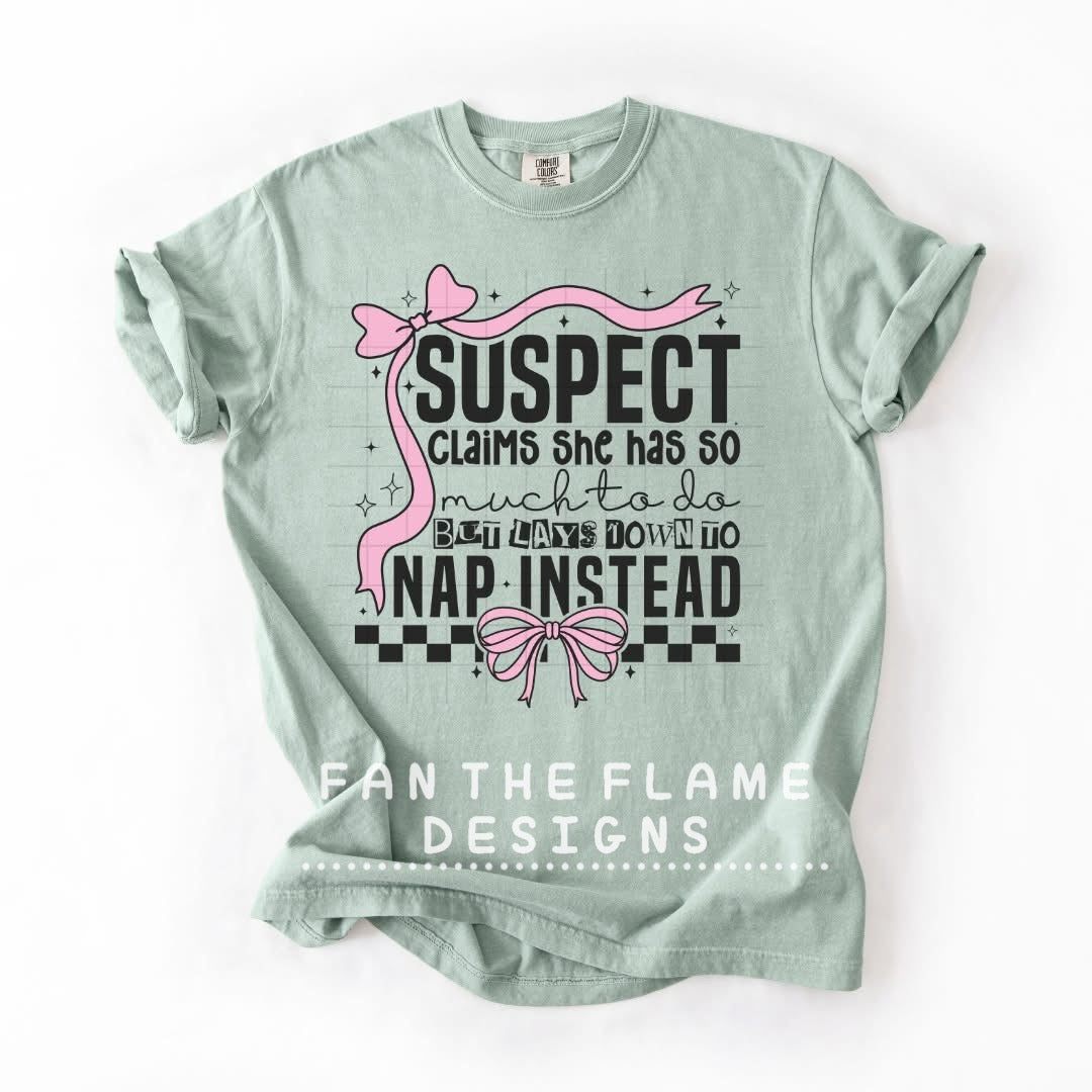 Suspect lays down to take a nap tee/tank