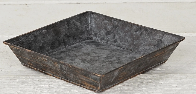 Antique Pewter Metal Square Bowl Container